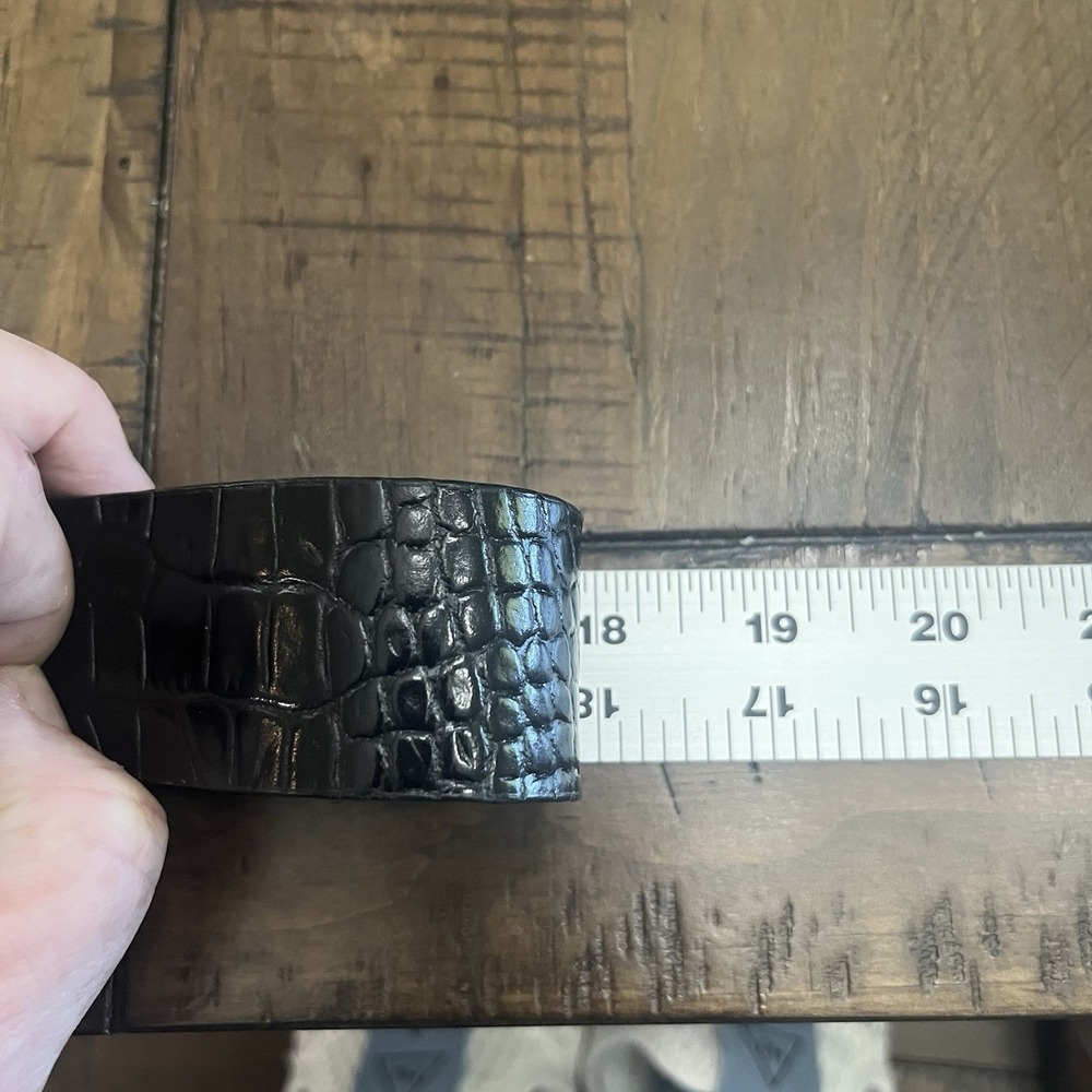 Sean‎ John Vintage Men's Belt  Black Snakeskin Large Stainless Steel Buckle 36" - Picture 4 of 4